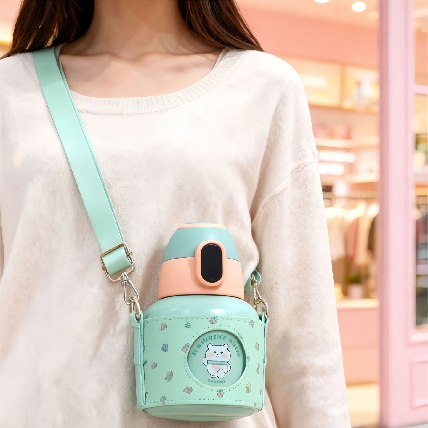 Damen Isolierte Trinkflasche mit niedlichem Tiermotiv Karnz