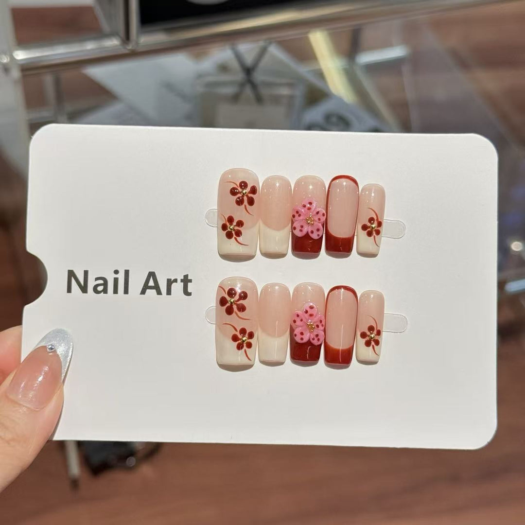 Dekorative Blumen Press-On Nagelkunst