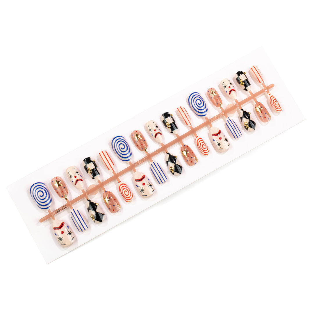 Künstlerisches Clown-Themen Press-On Nagel Set
