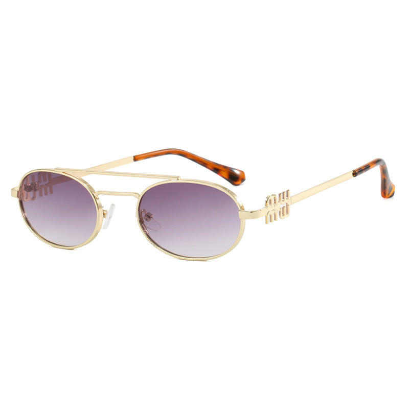 Damen elegante ovale Sonnenbrille mit luxuriösem Metallrahmen Karnz