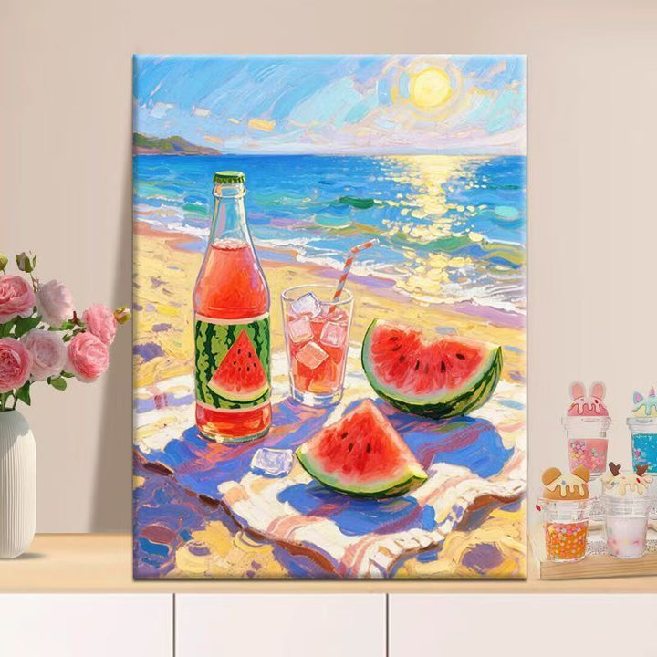 Lebhaftes strandthemen Canvas Kunst Karnz