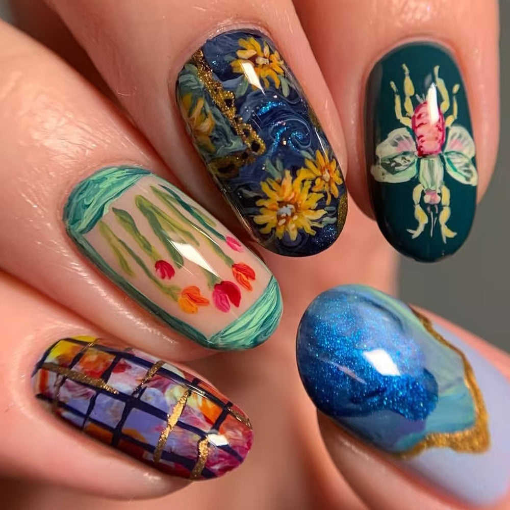 Saisonales thematisiertes Press-On-Nagelkunst-Set Karnz