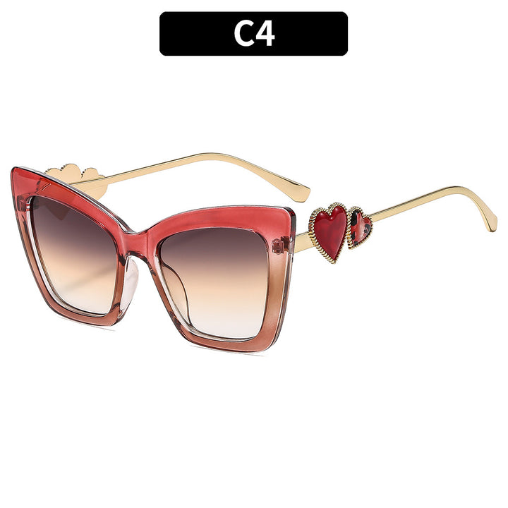 Herz-Akzent Winkel Katzenaugen-Sonnenbrille