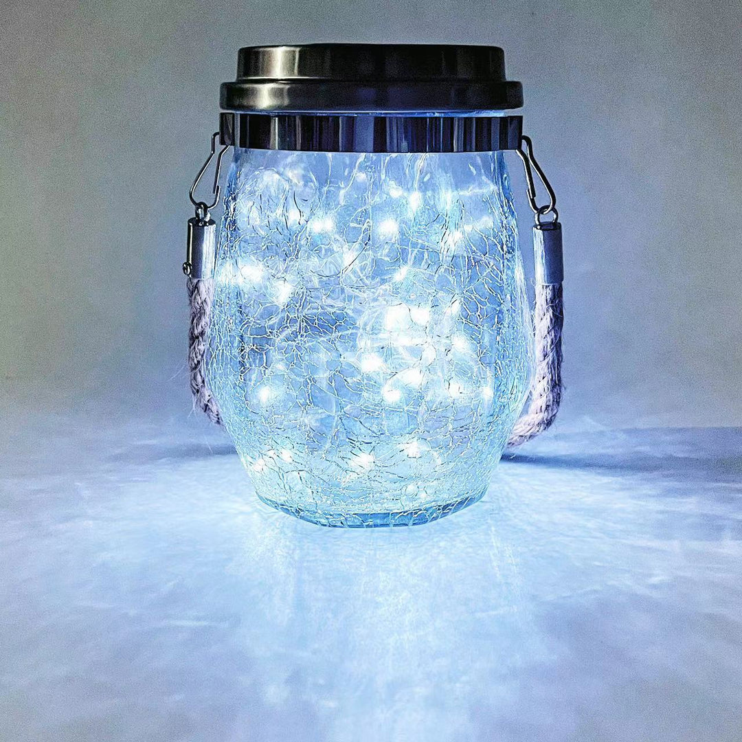 Zeitgenössische kreative Crackle-Glasflasche Stern-Dekor LED Solar-Lichterkette für den Außenbereich Patio | Karnz