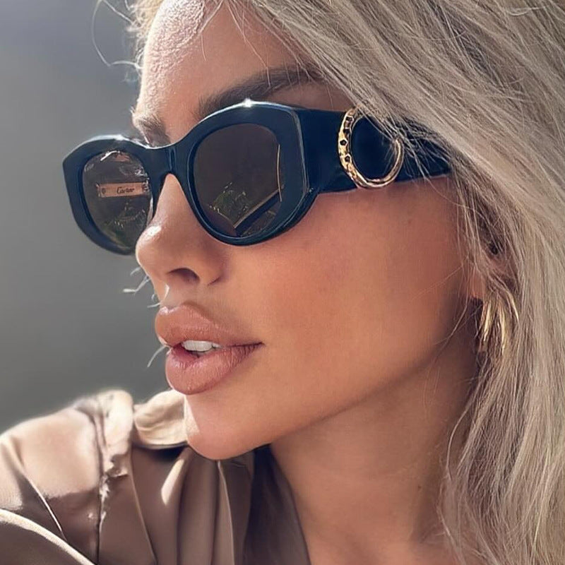Damen elegante Cat-Eye Sonnenbrille mit goldenen Details Karnz