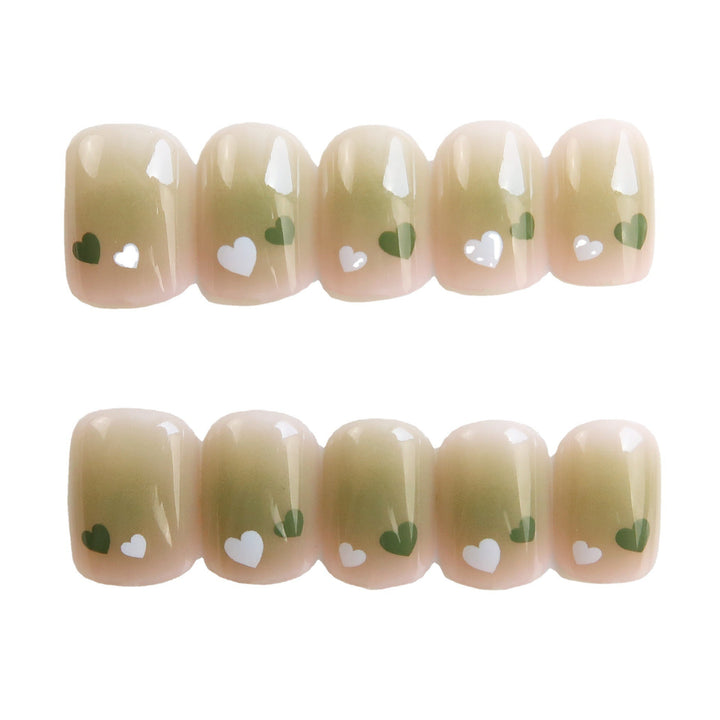 Künstlerisches Herz-verzierte Press-On Nagelset