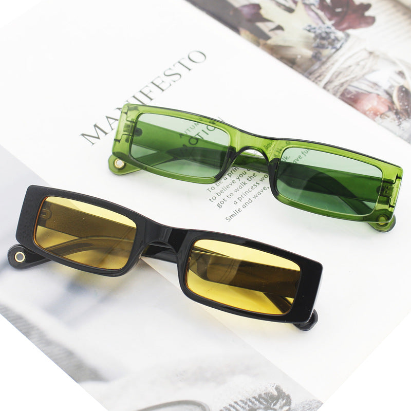 Damen modische rechteckige Sonnenbrille mit strukturiertem Rahmen Karnz