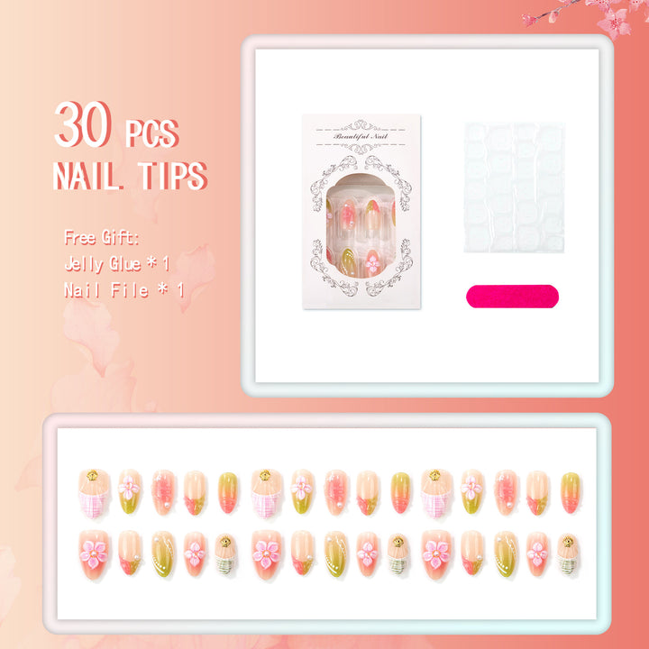 Künstlerisches floral verziertes Press-On-Nagelset