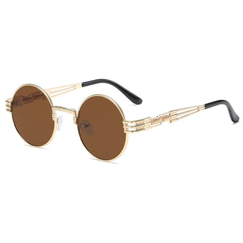Damen Retro-Inspirierte runde Sonnenbrille mit einzigartigem Metallrahmen Karnz