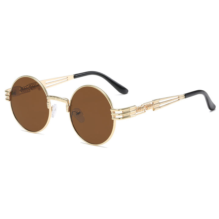 Damen Retro-Inspirierte runde Sonnenbrille mit einzigartigem Metallrahmen Karnz