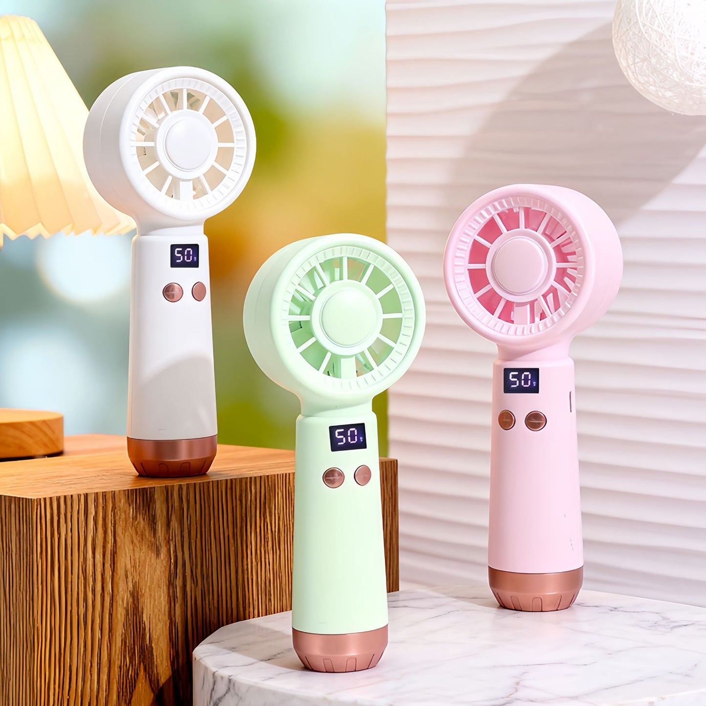 Damen Tragbarer USB Handventilator mit Temperaturanzeige Karnz