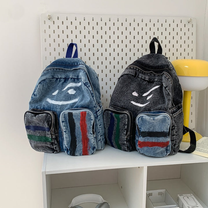 Künstlerischer Denim Rucksack Karnz