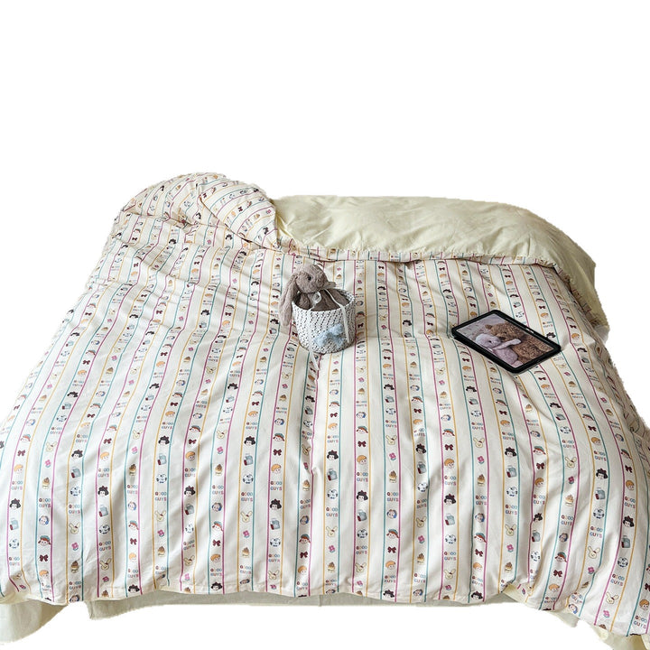 Bedruckte Baumwoll-Bettwäsche und Kissenbezug Set mit Mini-Hase Motiv