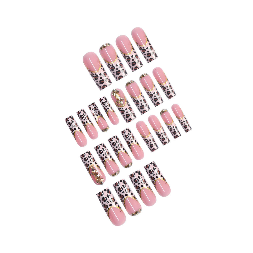 Luxuriöse Leopard-Print Press-On Nail Extensions Karnz