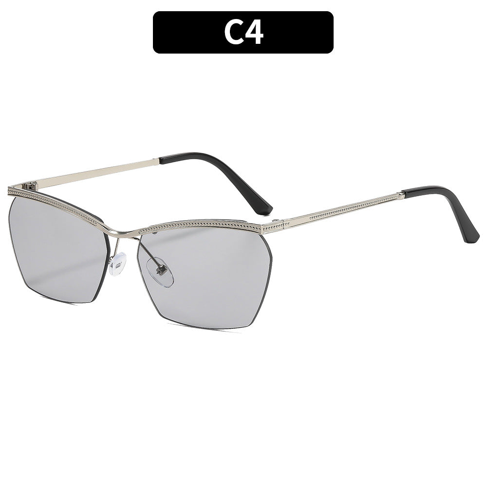 Damen Modische Sonnenbrille mit filigranem Rahmen und sanftem Farbverlauf Karnz