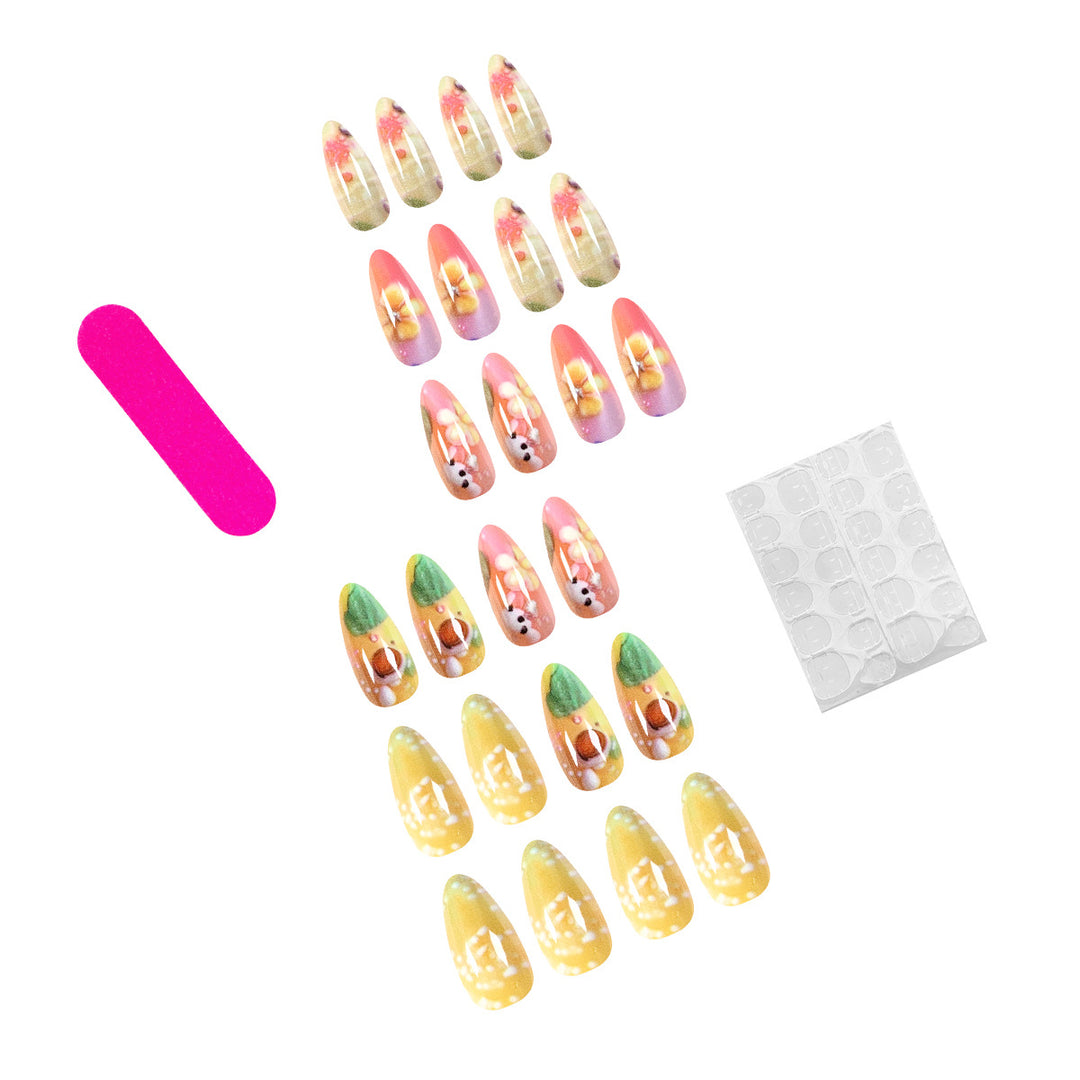 Exquisite Nagelkunst mit bunten Blumenmotiven Karnz