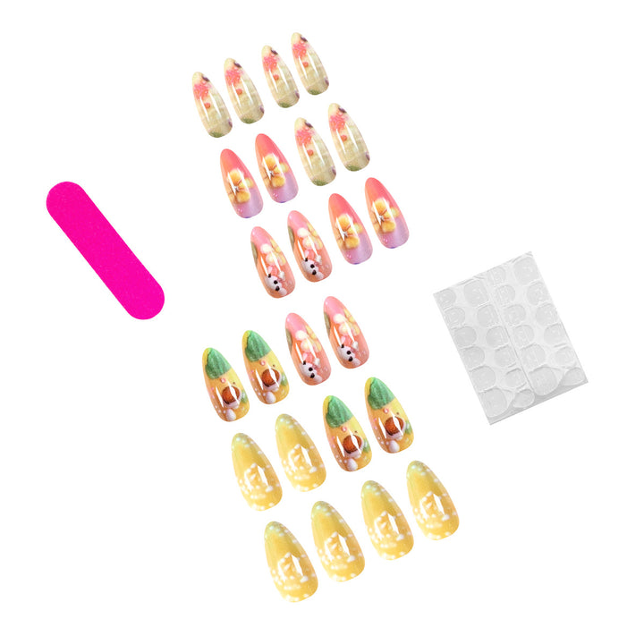 Exquisite Nagelkunst mit bunten Blumenmotiven Karnz