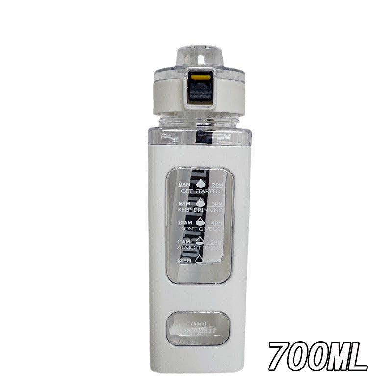 Damen Trinkflasche mit integrierter Zeitmarkierung und Strohhalm Karnz