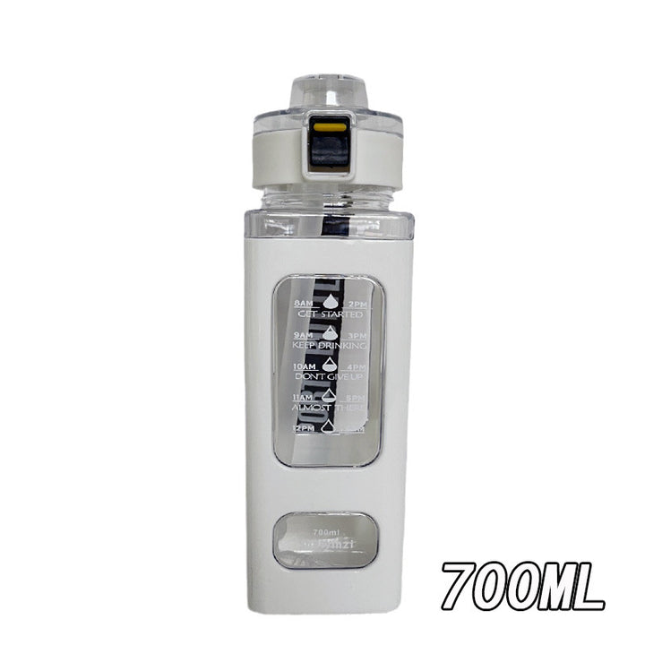 Damen Trinkflasche mit integrierter Zeitmarkierung und Strohhalm Karnz