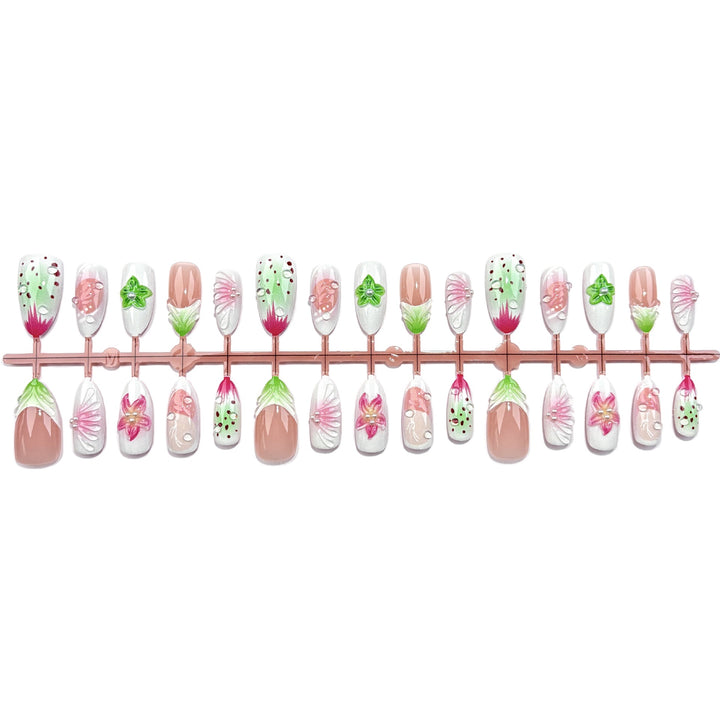 Dekoratives florales Kunstwerk Press-On Nail Set