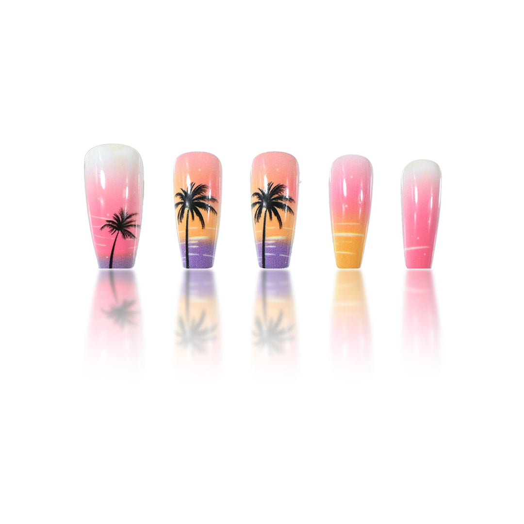 Artistic Sunset Nail Art Extensions
