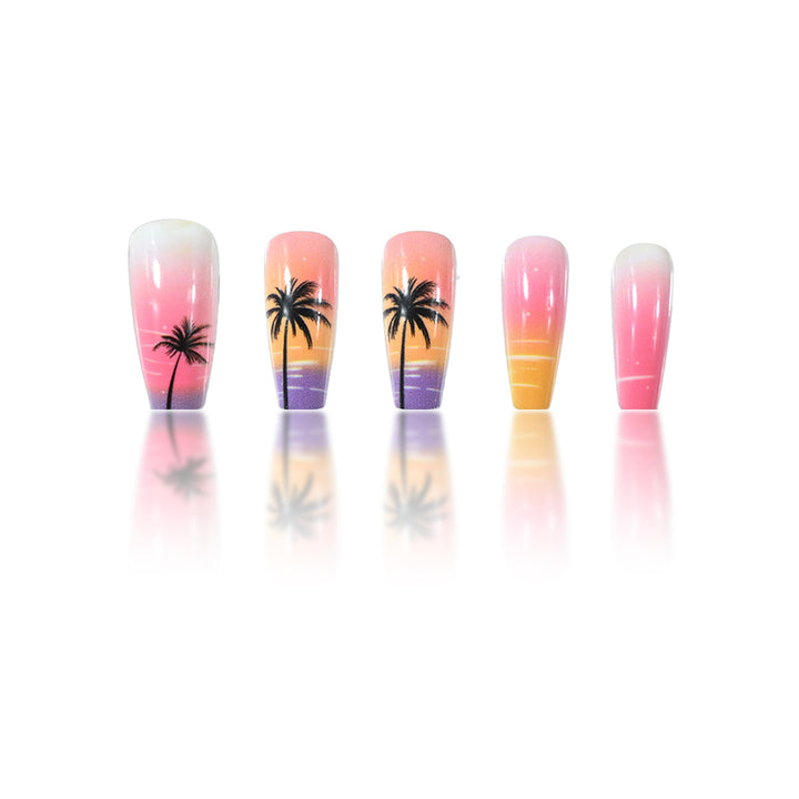 Artistic Sunset Nail Art Extensions