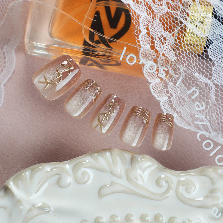 Elegantes Glitter-Akzent Press-On Nagelset