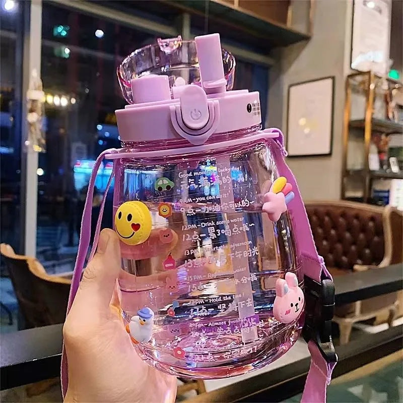 Damen große Wasserflasche mit integrierter Skala und Freisprecheinrichtung Karnz