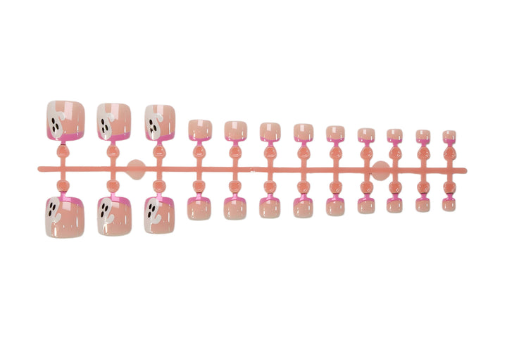 Fußnagel Kunstset mit bezaubernden Geister- und Pinkspitzen Designs Karnz