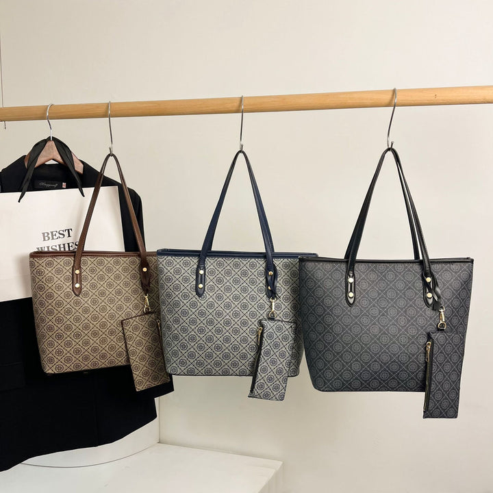 Geometrisch gemustertes Tote Bag mit abnehmbarem Reißverschlussetui