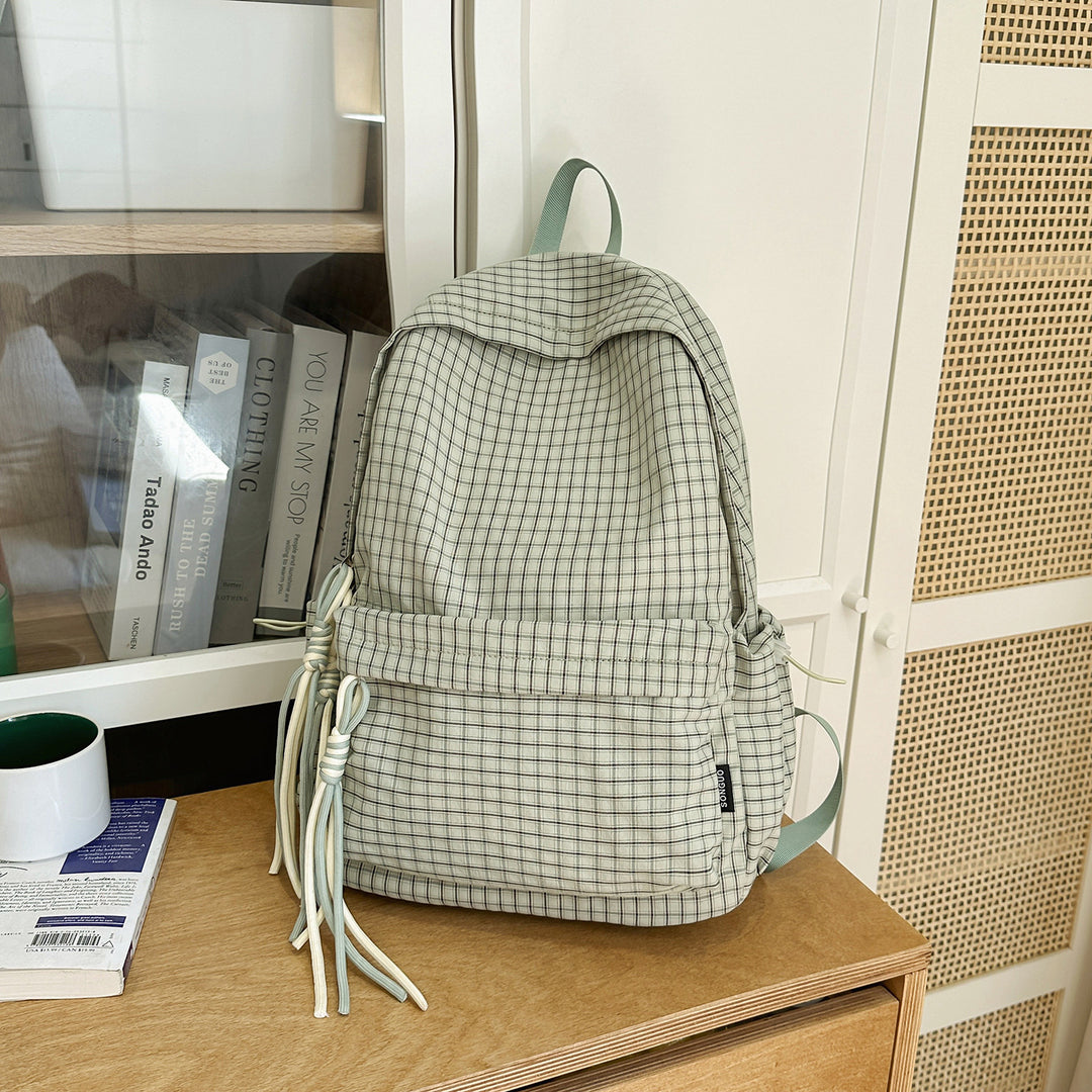 Minimalistische Karierte Zugband-Rucksack