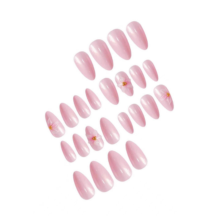 Blumenverzierte Stiletto Press-On Nagelkunst Karnz