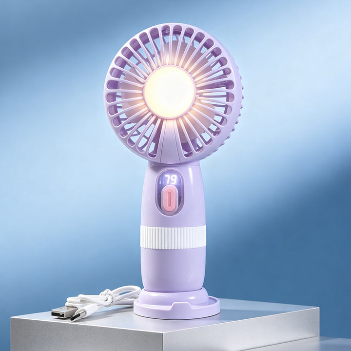 Damen Tragbarer USB-Lüfter mit LED-Beleuchtung und digitaler Anzeige Karnz