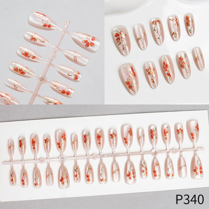 Florales Design Press-On Nagelset Karnz