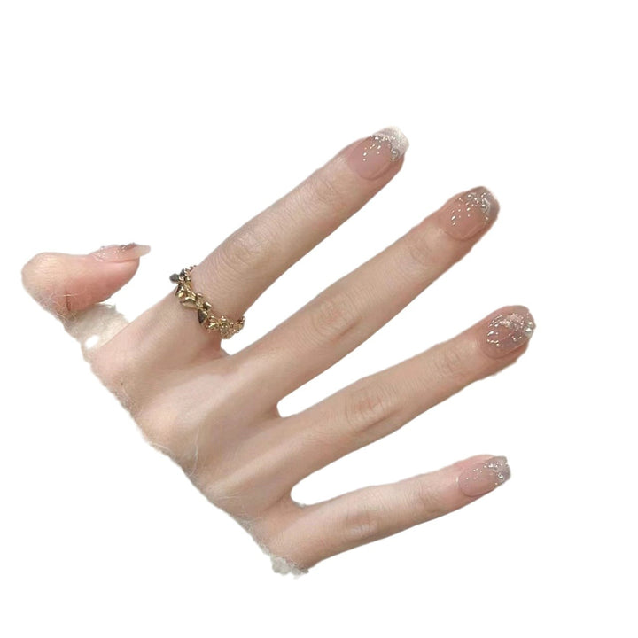 Florales Kunst Press-On Nagelset mit Perlen Karnz