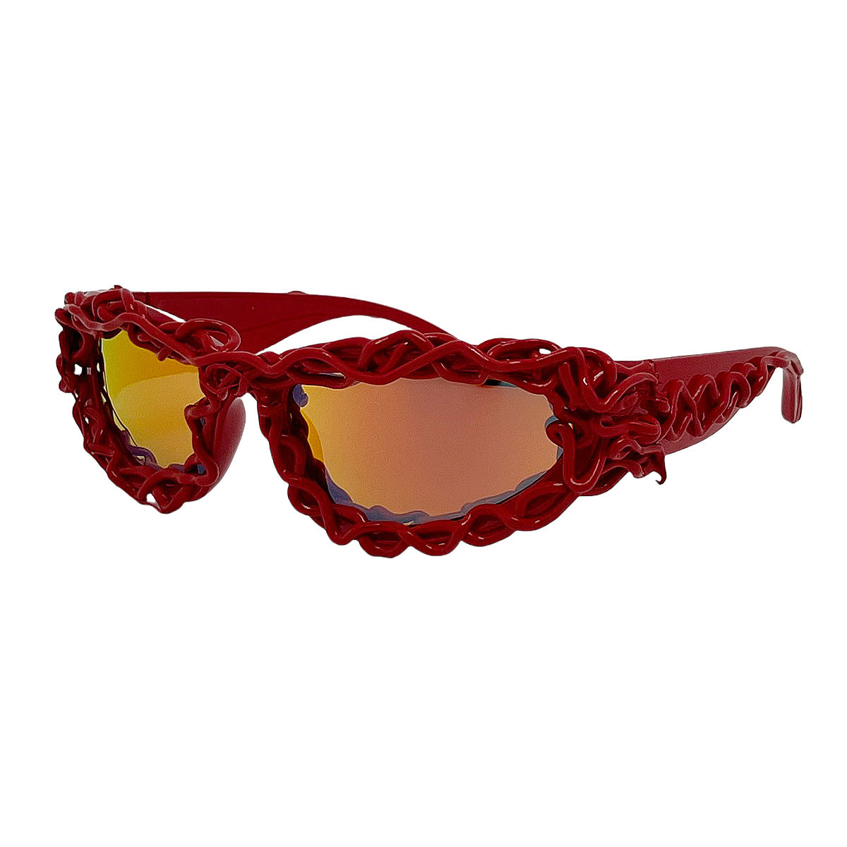 Damen extravagante Design-Sonnenbrille mit kreativem strukturierter Rahmen Karnz