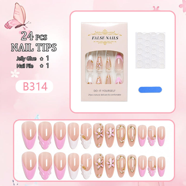 Kunstnagelset mit eleganten floralen Designs und Glamourösen 3D-Applikationen Karnz