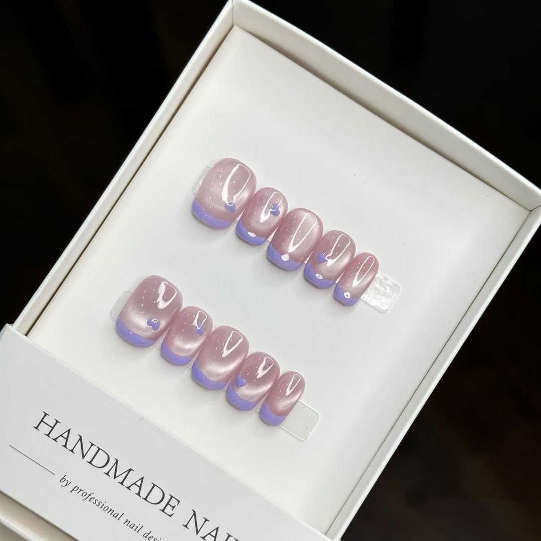 Handgemachtes Press-On Nagelkunstset mit elegantem Ombre-Finish