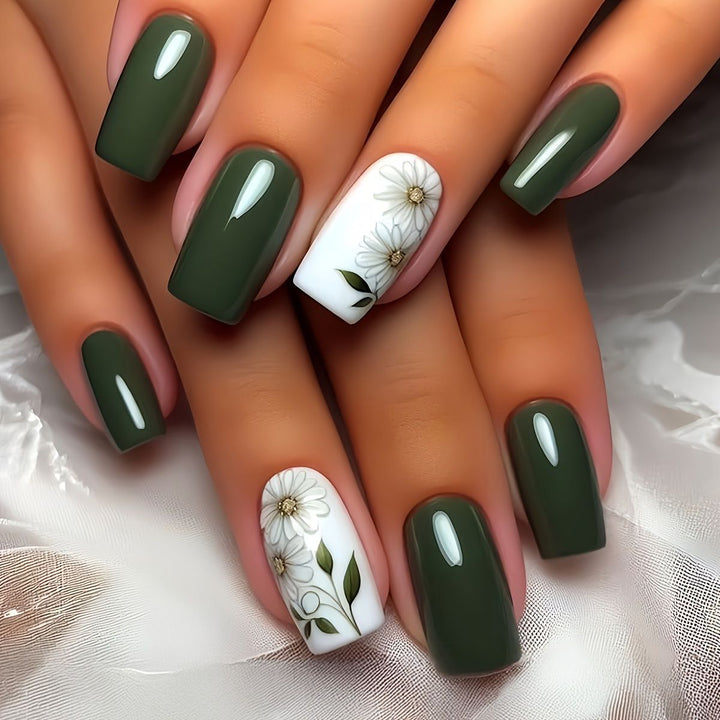 Elegantes floral verziertes Press-On-Nagelset Karnz