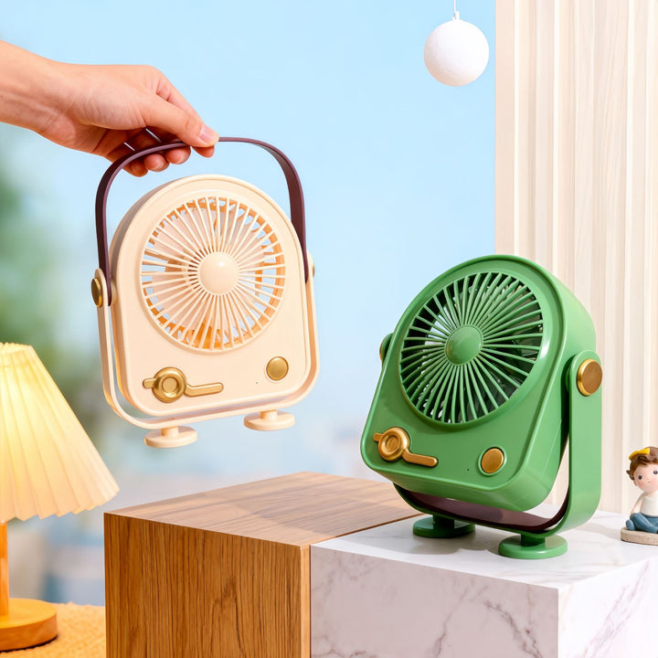 Damen Tragbarer nostalgischer Handventilator mit USB-Anschluss Karnz