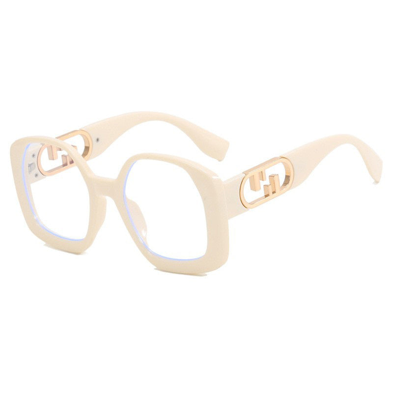 Damen oversized Sonnenbrille mit extravagantem geometrischen Rahmen und eleganten Akzenten Karnz