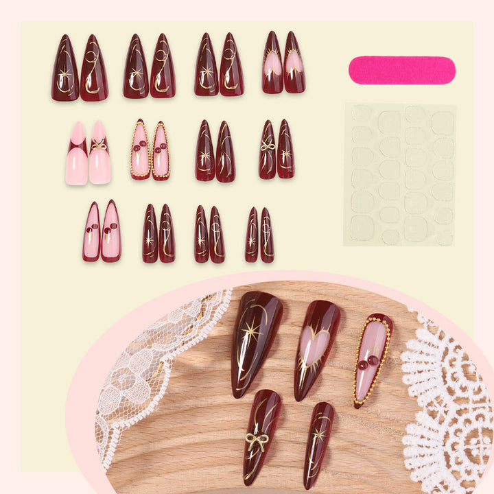 Premium Künstlerisches Stiletto Press-On Nageldesign Karnz