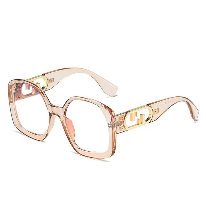 Damen oversized Sonnenbrille mit extravagantem geometrischen Rahmen und eleganten Akzenten Karnz