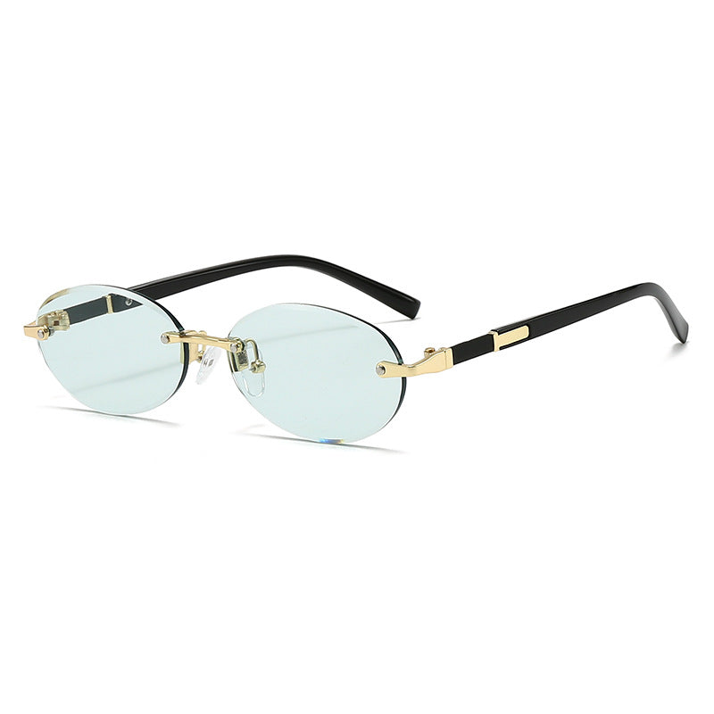 Damen modische ovale Sonnenbrille mit trendigem Metallrahmen Karnz