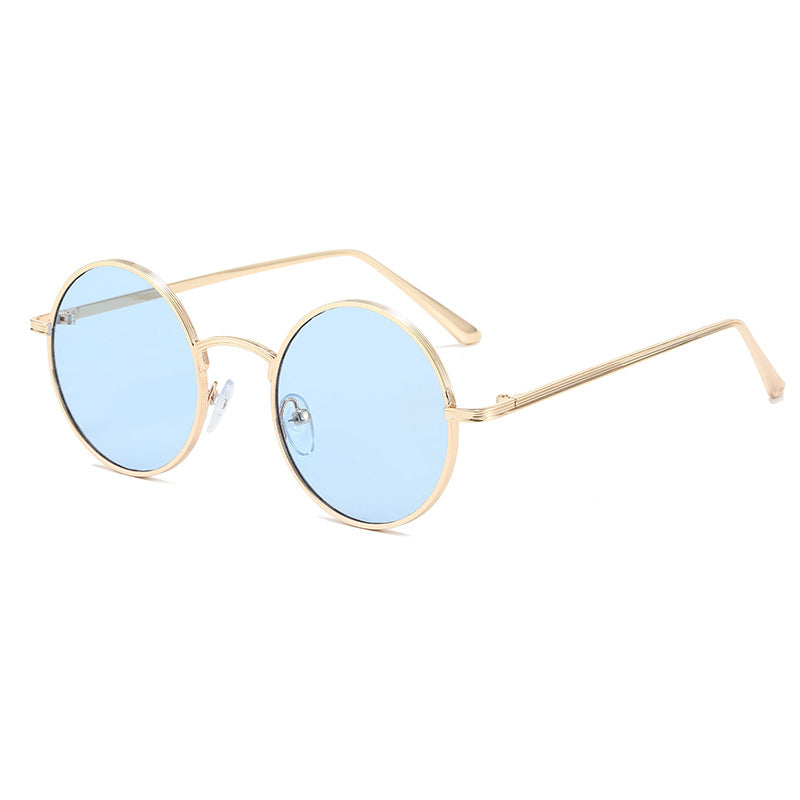 Damen modische Brille mit runden Gläsern und feinem Metallrahmen Karnz