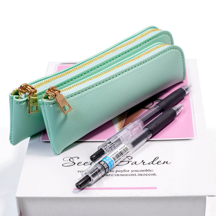 Premium Leder Reißverschluss Bleistift Etui Karnz