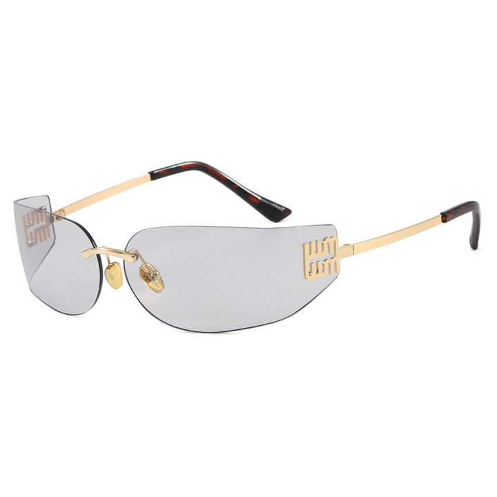 Damen futuristische Designer-Sonnenbrille mit ausgefallenem Rahmen und UV-Schutz Karnz