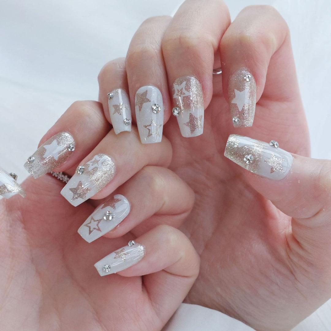 Glamouröse Stern-beschmückte Press-On Nagelset