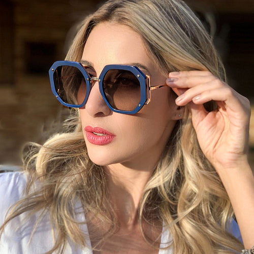 Damen stilvolle achtkantige Sonnenbrille mit UV-Schutz und elegantem Gestell Karnz