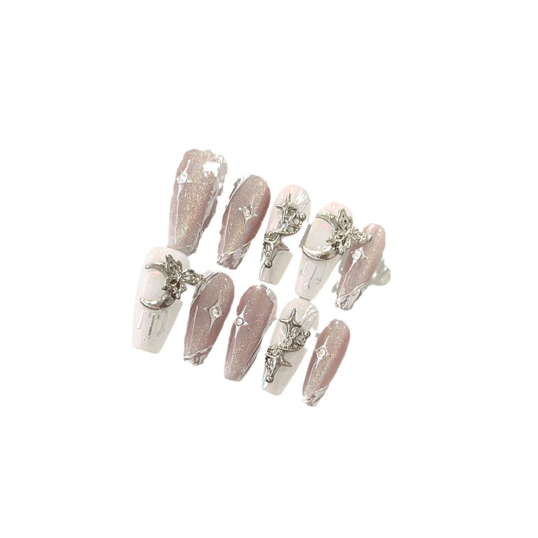 Glamorous Star und Mond Dekorative Aufklebe-Nagelset